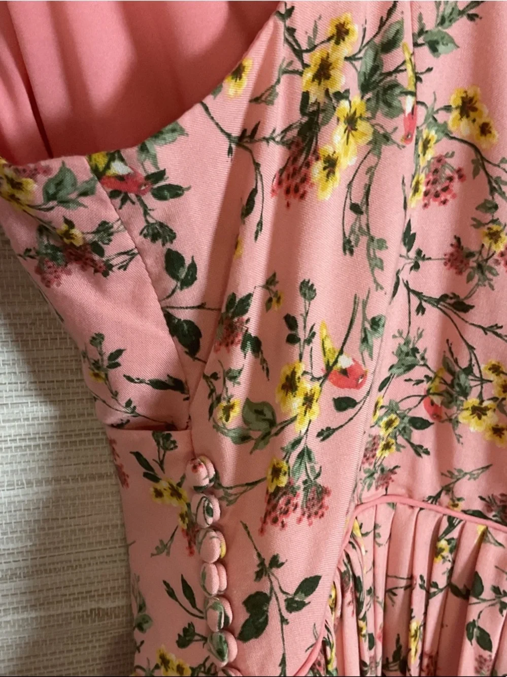 Girl Meets Glam Sarah Dress Sleeveless Pink Floral Midi Size 4 Garden Birds - Picture 11 of 13